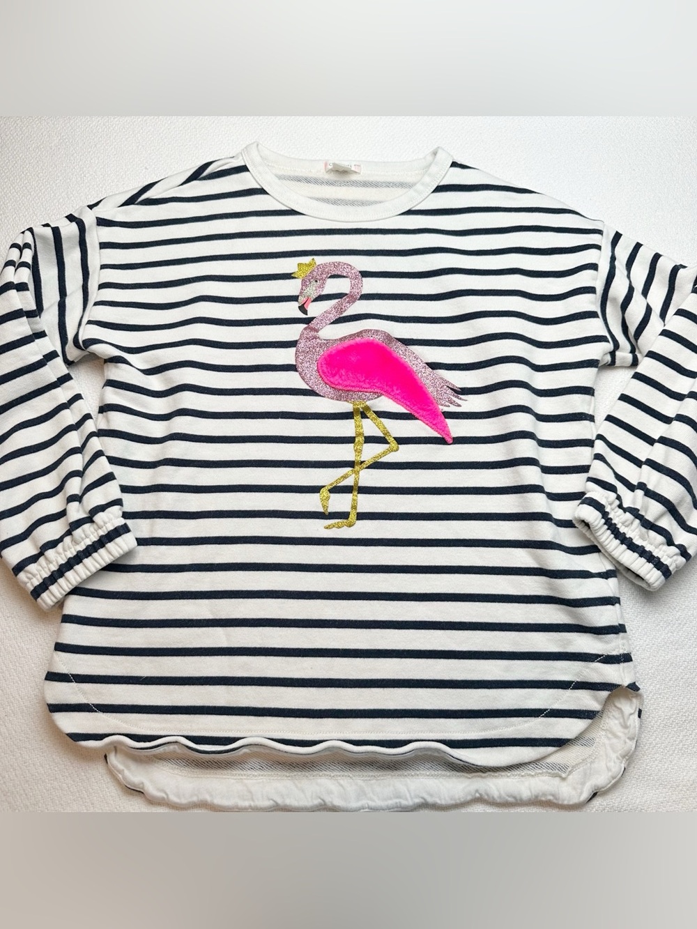 Crewcuts Flamingo Sweatshirt with glitter and faux fur